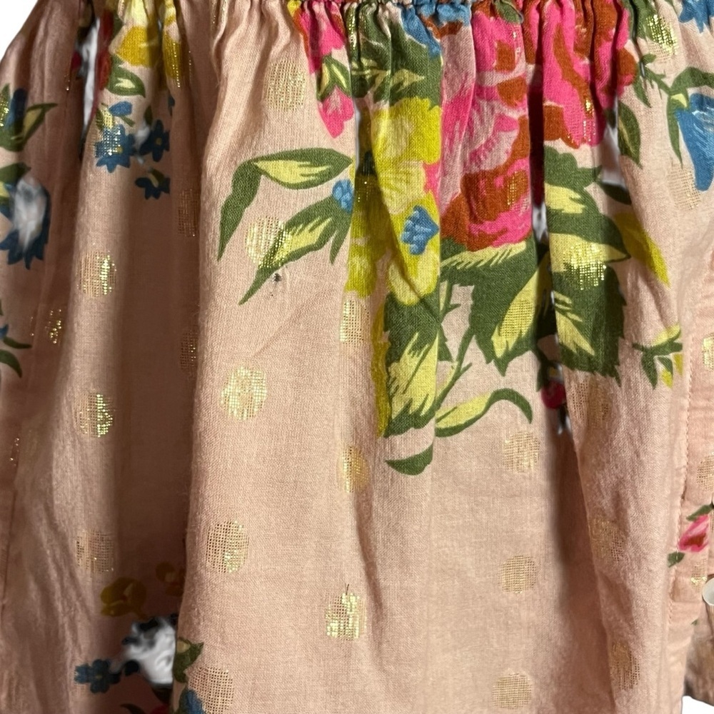 Anthropologie Love The Label Rosette Babydoll Blouse Floral Print Peasant Size M - Picture 4 of 13